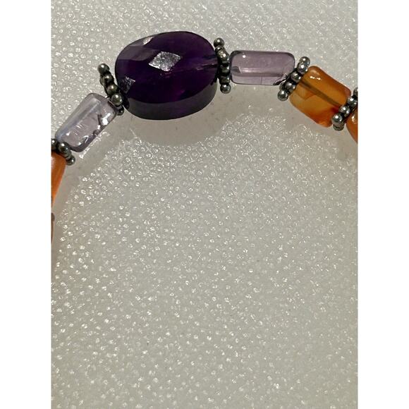 Gemstone Necklace Faceted Amethyst And Garnet Or Tourmaline‎ Toggle Sterling - Picture 4 of 8